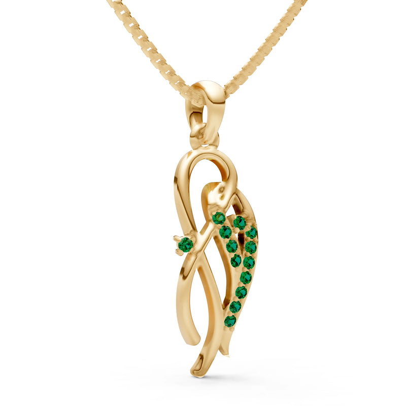 Emerald Twin Leaf Pave Pendant