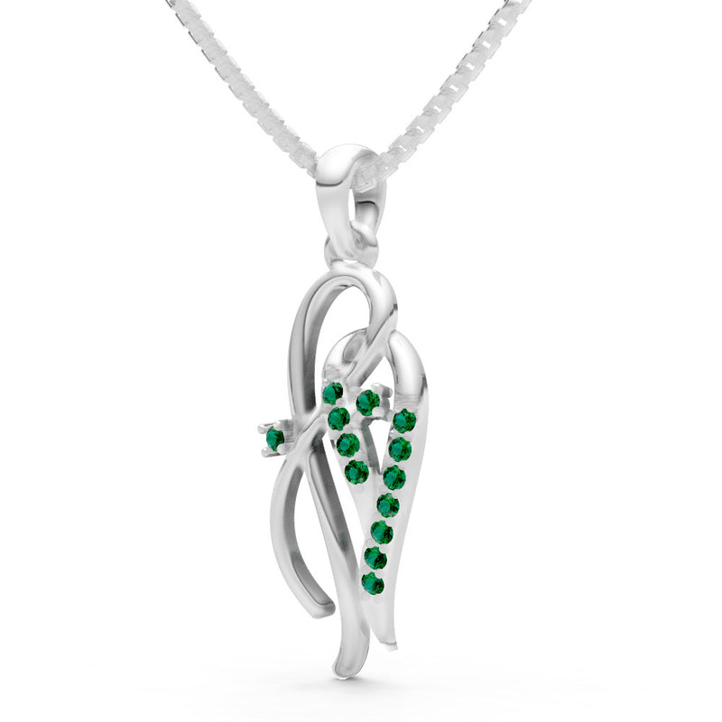 Emerald Twin Leaf Pave Pendant