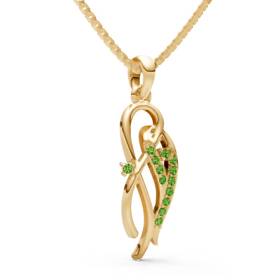 Peridot Twin Leaf Pave Pendant