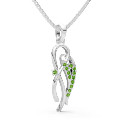 Peridot Twin Leaf Pave Pendant