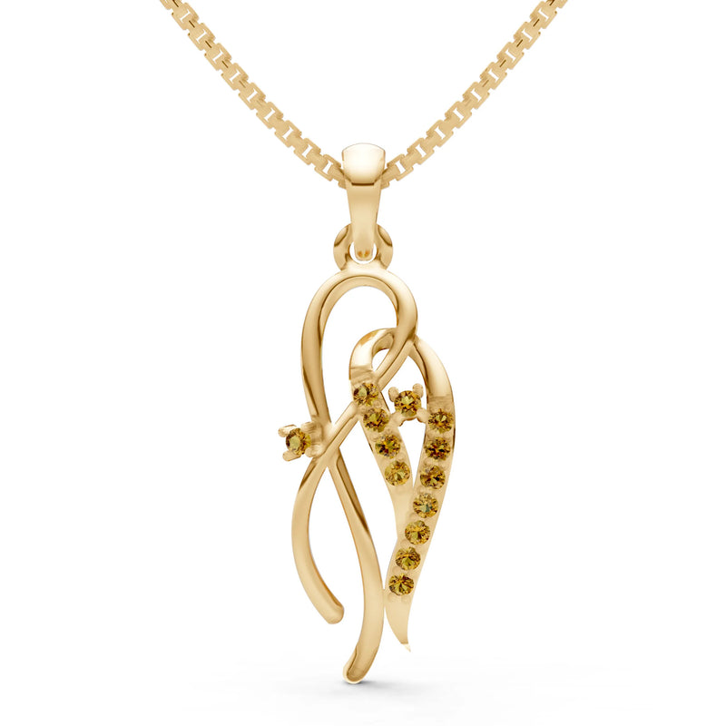 Citrine Twin Leaf Pave Pendant