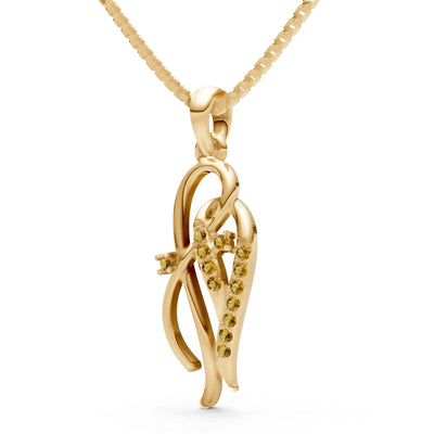 Citrine Twin Leaf Pave Pendant