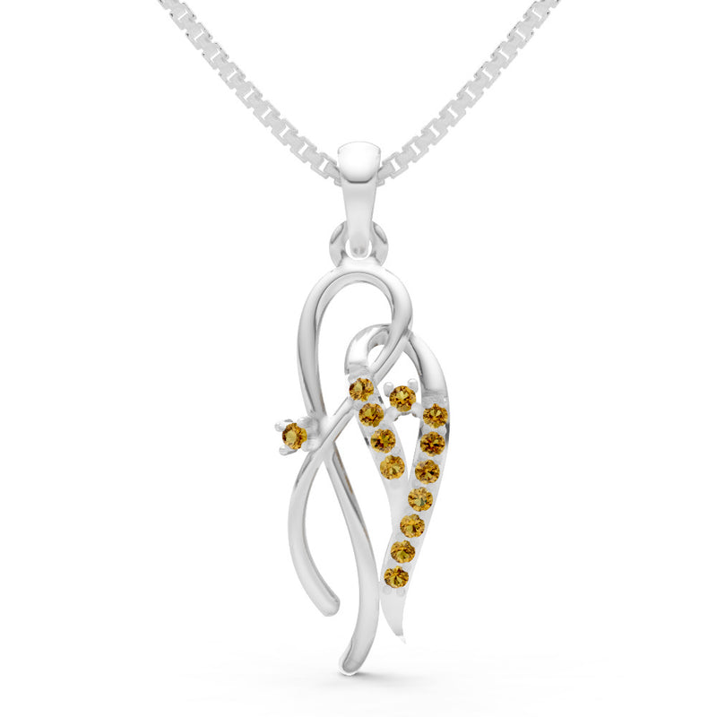 Citrine Twin Leaf Pave Pendant