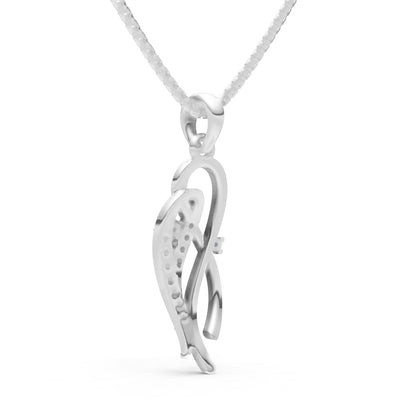 Swiss Blue Topaz Twin Leaf Pave Pendant