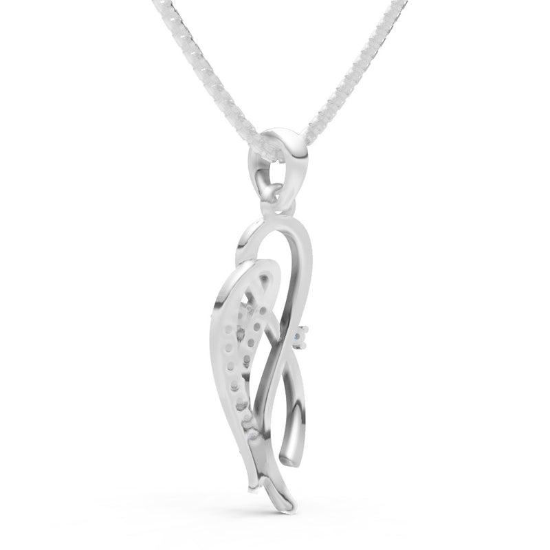 Swiss Blue Topaz Twin Leaf Pave Pendant