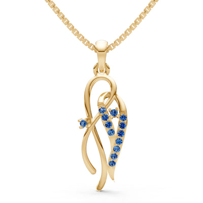 London Blue Topaz Twin Leaf Pave Pendant
