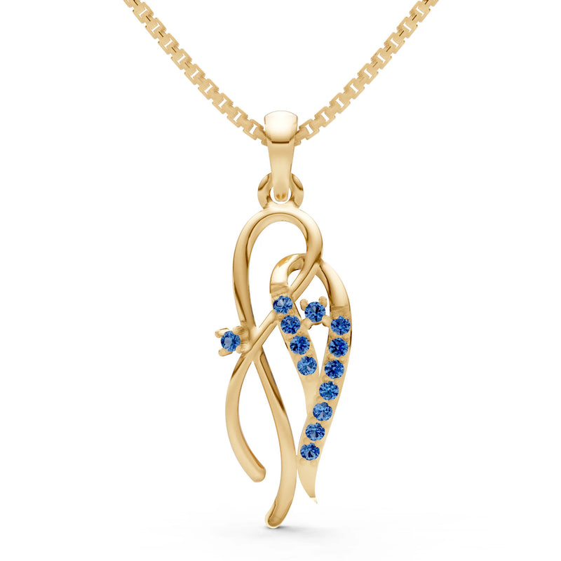 London Blue Topaz Twin Leaf Pave Pendant