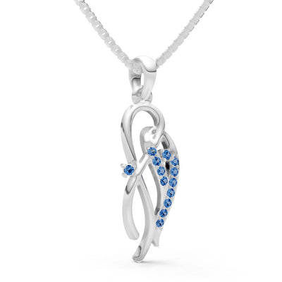 London Blue Topaz Twin Leaf Pave Pendant