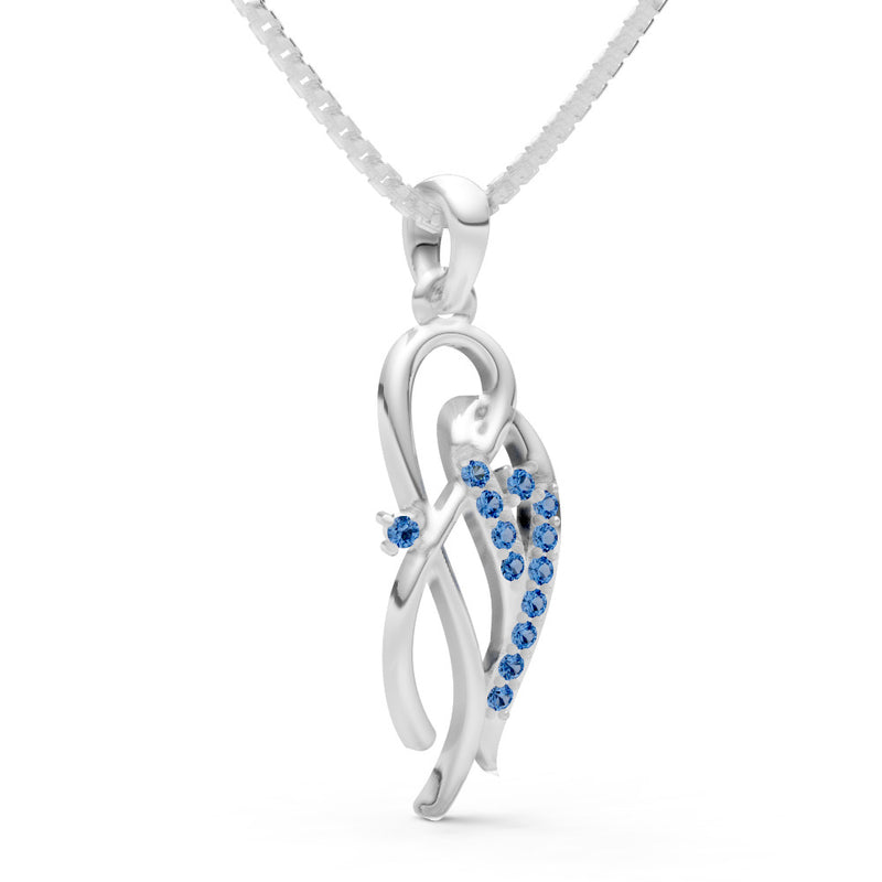 London Blue Topaz Twin Leaf Pave Pendant