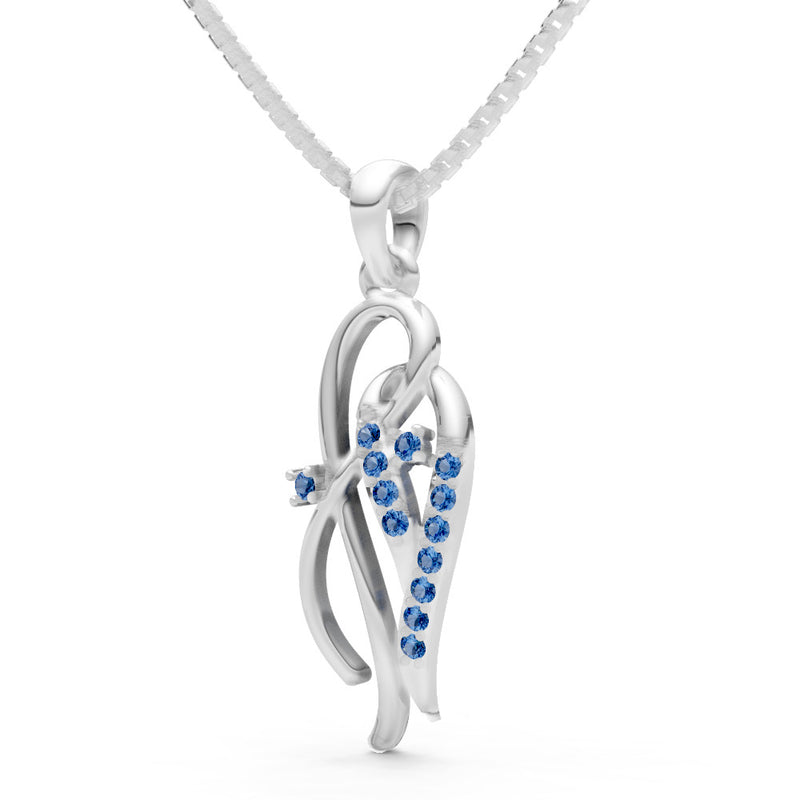 London Blue Topaz Twin Leaf Pave Pendant