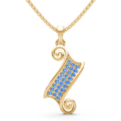 Swiss Blue Topaz Banner Pave Pendant