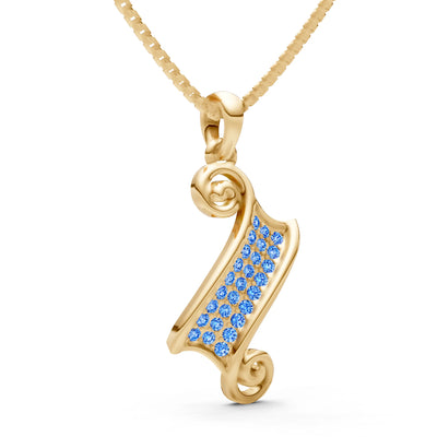 Swiss Blue Topaz Banner Pave Pendant