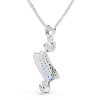 Swiss Blue Topaz Banner Pave Pendant