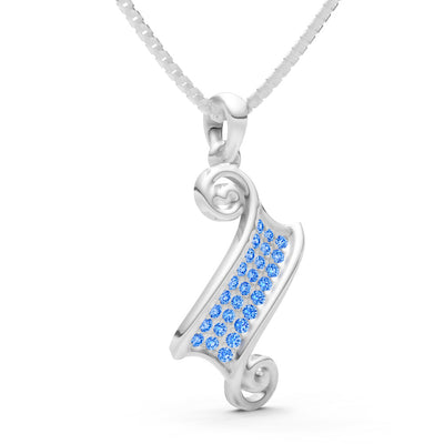 Swiss Blue Topaz Banner Pave Pendant