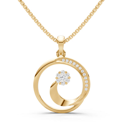 Diamond Concentric Circle Flower Pendant