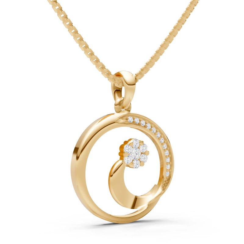 Diamond Concentric Circle Flower Pendant