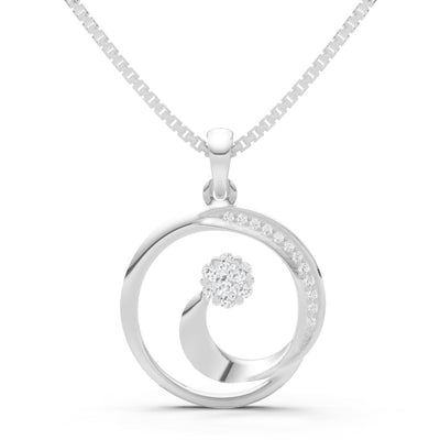 Diamond Concentric Circle Flower Pendant