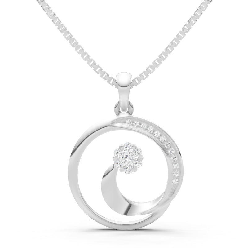 Diamond Concentric Circle Flower Pendant