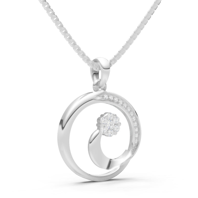 Diamond Concentric Circle Flower Pendant