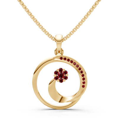 Garnet Concentric Circle Flower Pendant