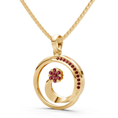 Garnet Concentric Circle Flower Pendant