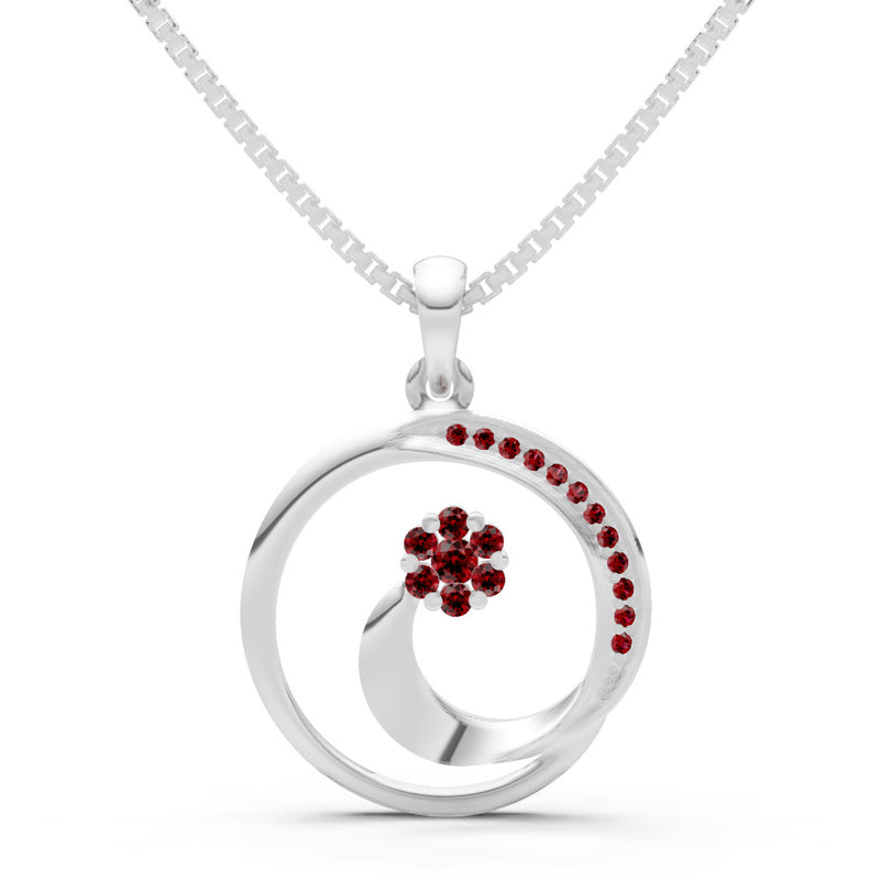 Garnet Concentric Circle Flower Pendant