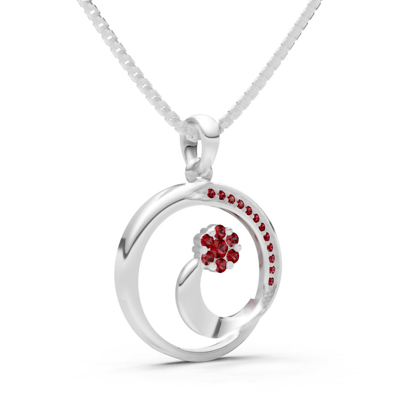 Garnet Concentric Circle Flower Pendant