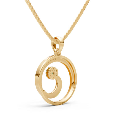 Emerald Concentric Circle Flower Pendant