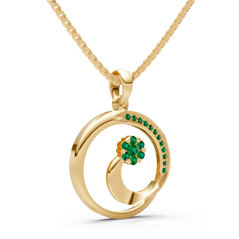 Emerald Concentric Circle Flower Pendant