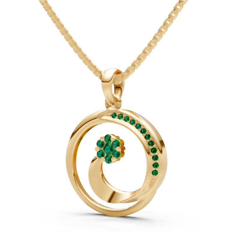 Emerald Concentric Circle Flower Pendant