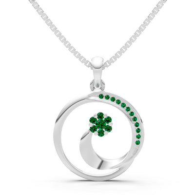 Emerald Concentric Circle Flower Pendant