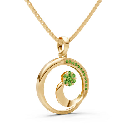 Peridot Concentric Circle Flower Pendant