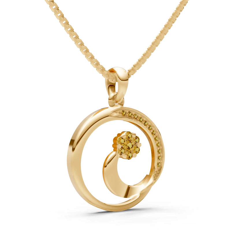Citrine Concentric Circle Flower Pendant