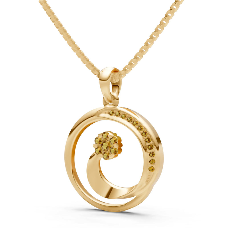 Citrine Concentric Circle Flower Pendant