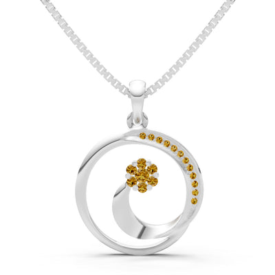 Citrine Concentric Circle Flower Pendant