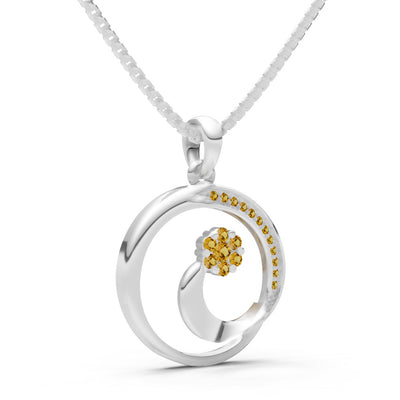 Citrine Concentric Circle Flower Pendant