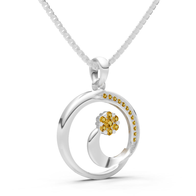 Citrine Concentric Circle Flower Pendant