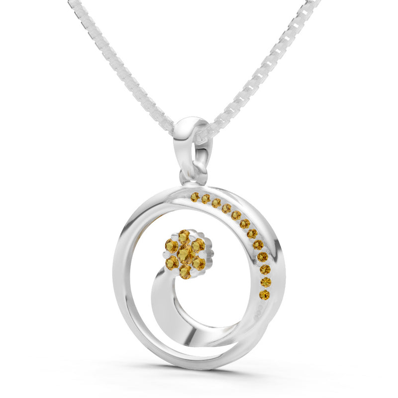 Citrine Concentric Circle Flower Pendant