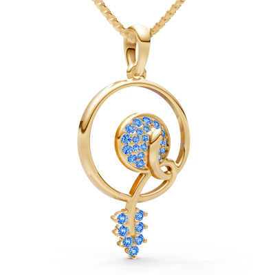 Swiss Blue Topaz Spiral Bloom Pendant