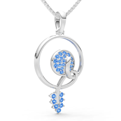 Swiss Blue Topaz Spiral Bloom Pendant