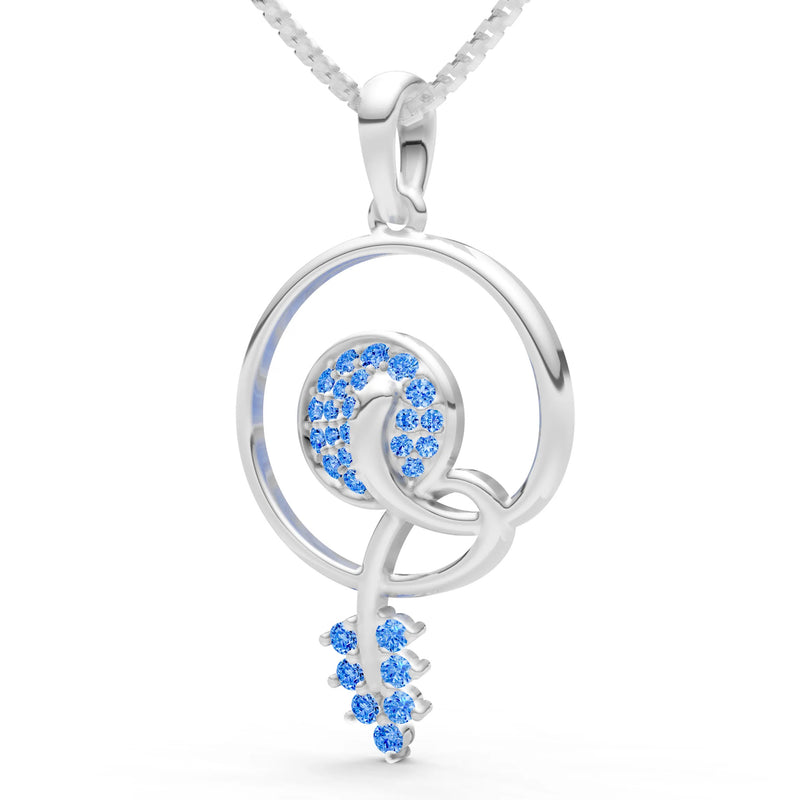 Swiss Blue Topaz Spiral Bloom Pendant
