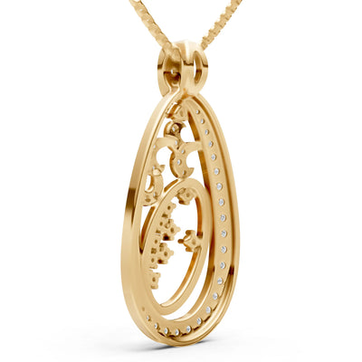 Teardrop Filigree Pave Pendant