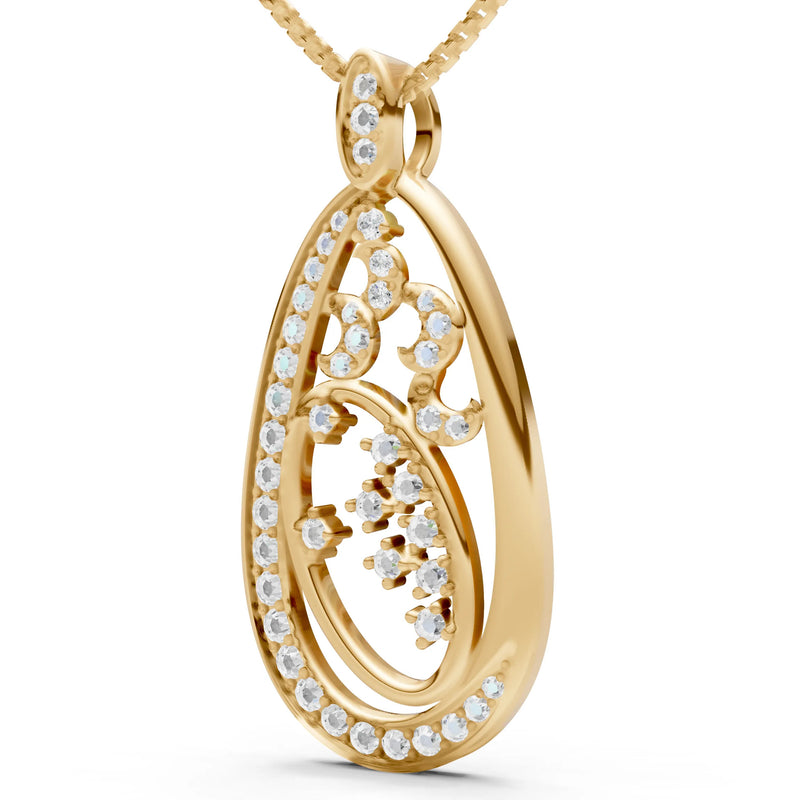 Teardrop Filigree Pave Pendant