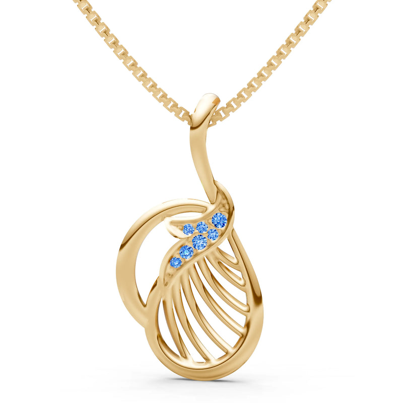 Swiss Blue Topaz Leaf Pendant