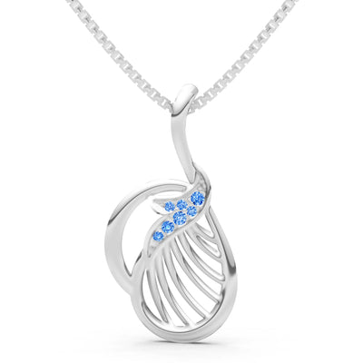 Swiss Blue Topaz Leaf Pendant