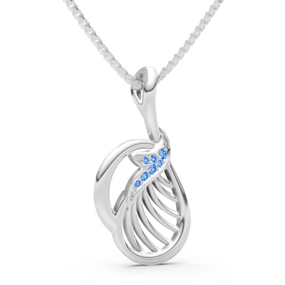 Swiss Blue Topaz Leaf Pendant