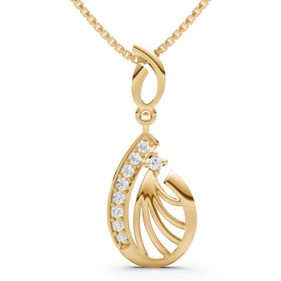 Diamond Pear Wave Pendant