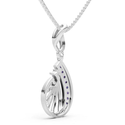 Amethyst Pear Wave Pendant