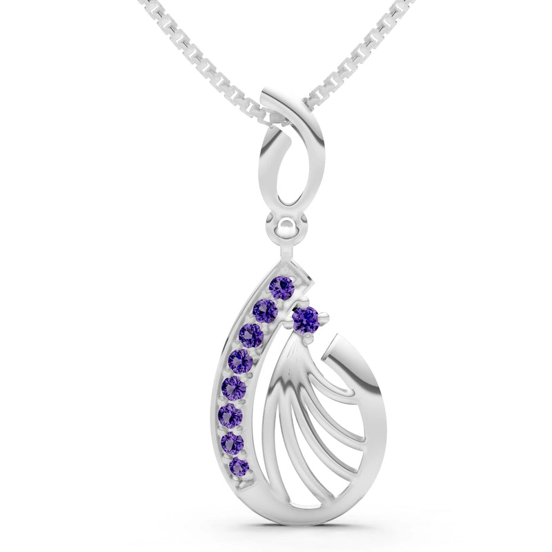 Amethyst Pear Wave Pendant