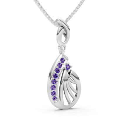 Amethyst Pear Wave Pendant